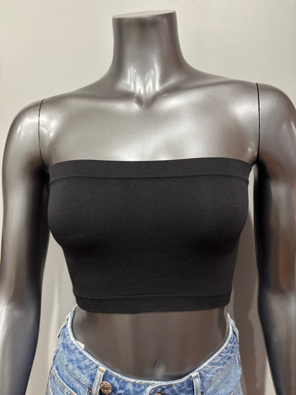NWOT SHASA Black Strapless Tube Top Bandeau